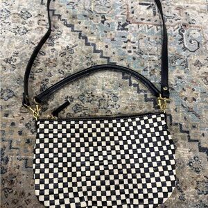 Clare V Petit Moyen Black and Cream Checkered Bag